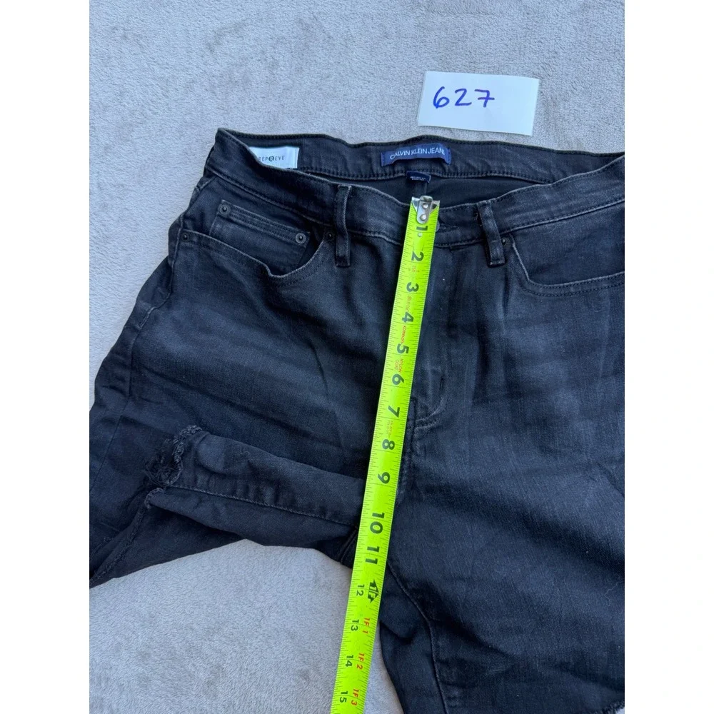 Calvin Klein Jeans Shorts Womens 10 Black Raw Hem High Rise Denim